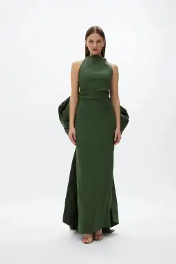 Rachel Gilbert Lottie Gown; Forest Green; size 12 for rent on The Volte - image 1