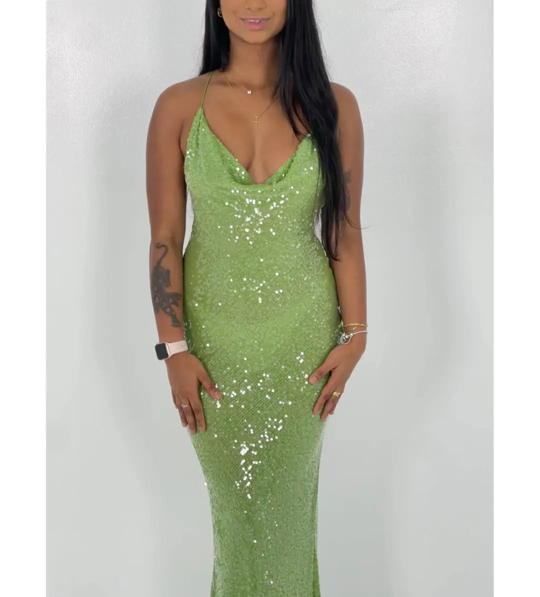 Rat & Boa Gaia Dress in Green Sequin Size XS / AU 6 for rent on The Volte - main image