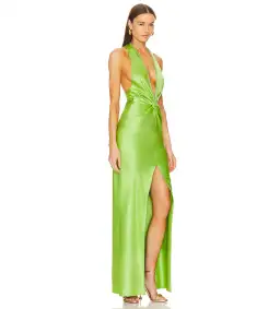 Khanums X Revolve Halter Gown in Pear Green Size XS / AU 4 for rent on The Volte - image 2