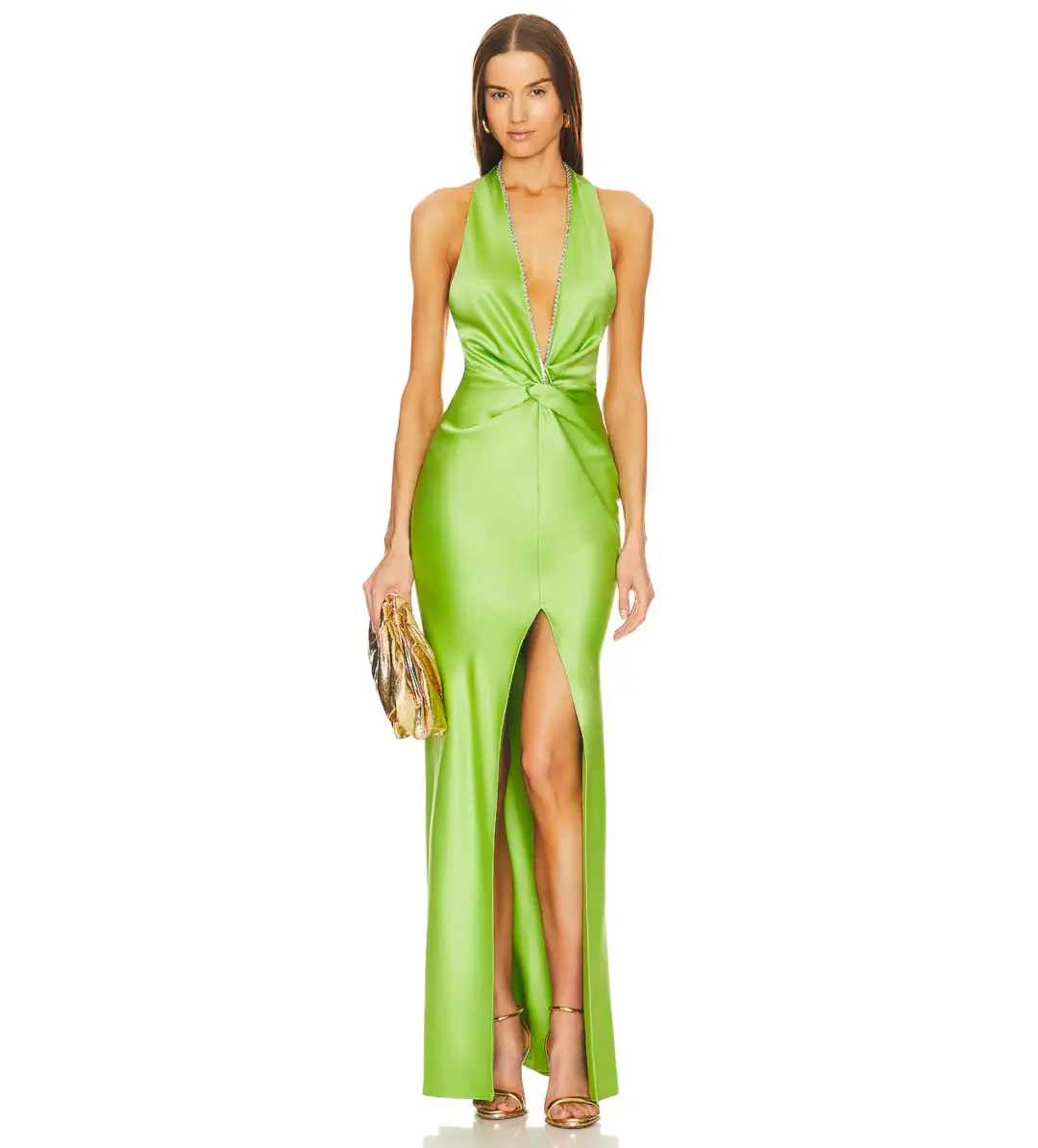 Khanums X Revolve Halter Gown in Pear Green Size XS / AU 4 for rent on The Volte - main image