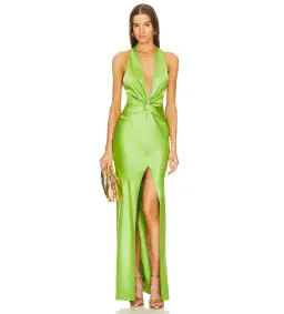 Khanums X Revolve Halter Gown in Pear Green Size XS / AU 4 for rent on The Volte - image 1