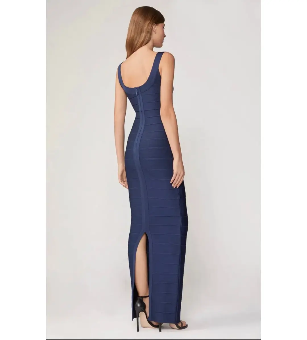 Herve Leger Round Neck Gown in Navy Size XXS / AU 4 for rent on The Volte - main image