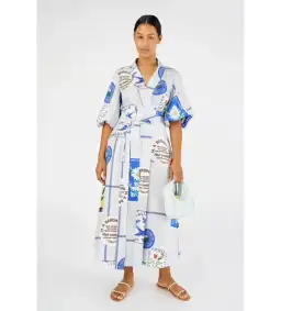 Oroton Picnic Midi Dress Print Size AU 14