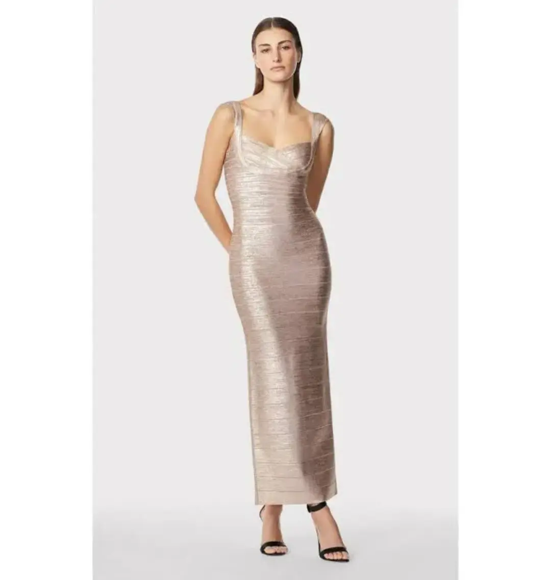 Herve Leger Sweetheart Gown Rose Gold Size S / AU 8 for rent on The Volte - main image