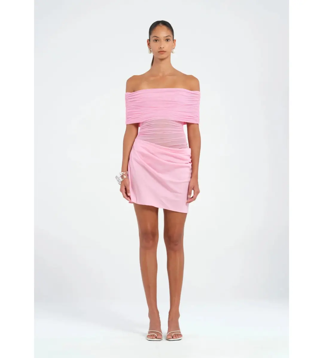 Benni Nico Off-Shoulder Mini Dress Bubblegum Pink Size 6 for rent on The Volte - main image
