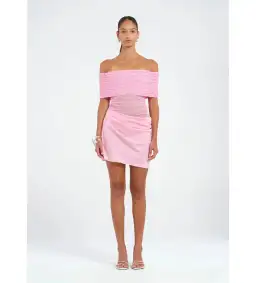 Benni Nico Off-Shoulder Mini Dress Bubblegum Pink Size 6 for rent on The Volte - image 1