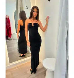 Kookai Tayla Trim Maxi Dress Black Size AU 10 for rent on The Volte - image 3