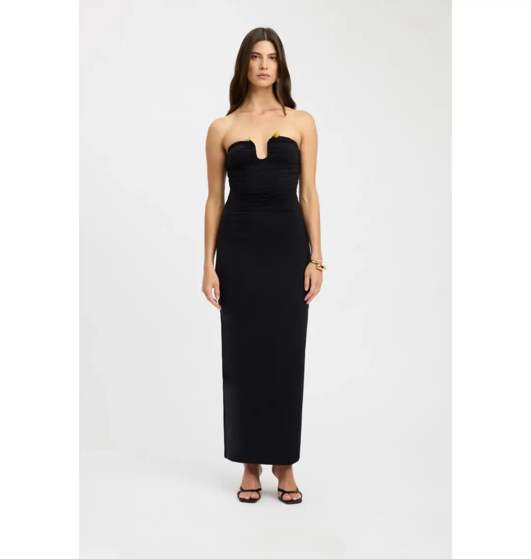 Kookai Tayla Trim Maxi Dress Black Size AU 10 for rent on The Volte - main image
