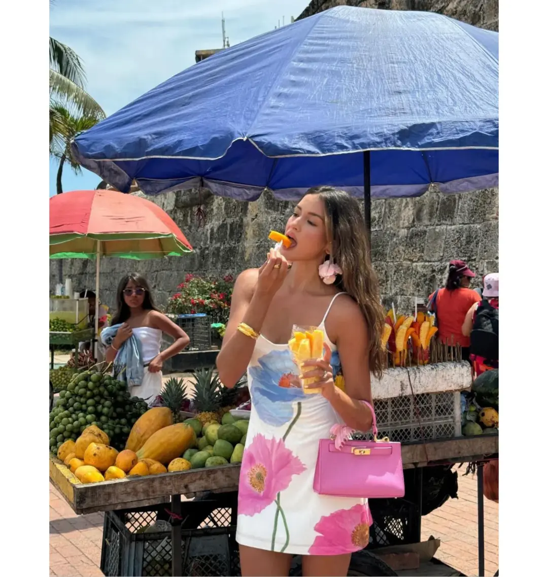 With Harper Lu Low Back Mini Dress in Azure Poppy Size S / AU 8 for rent on The Volte - main image