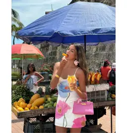 With Harper Lu Low Back Mini Dress in Azure Poppy Size S / AU 8 for rent on The Volte - image 5