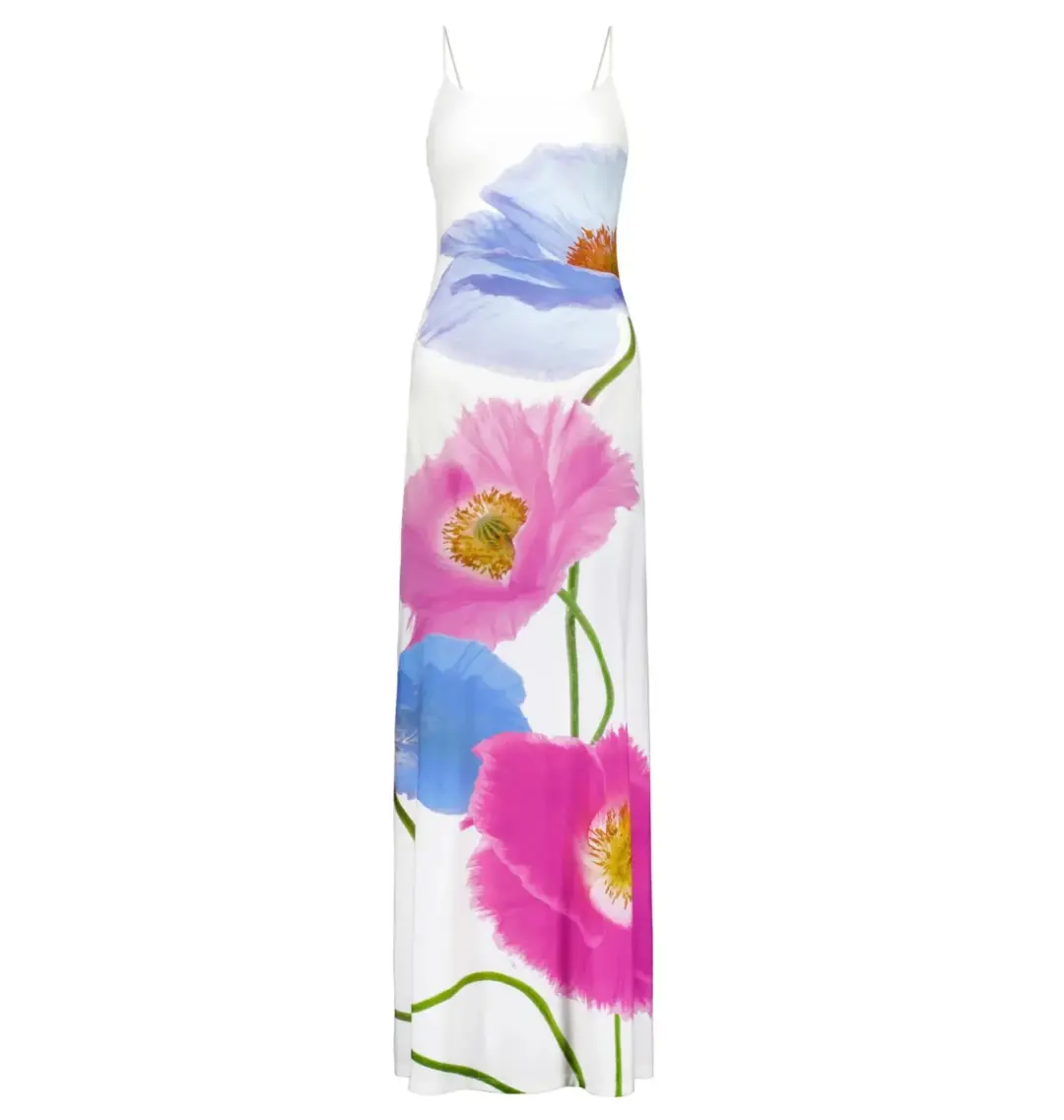 With Harper Lu Low Back Maxi Dress Azure Poppy Size S / AU 8 for rent on The Volte - main image
