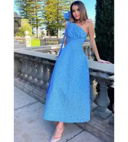 Rachel Gilbert Emiliano Dress Blue Size 6 for rent on The Volte - image 1