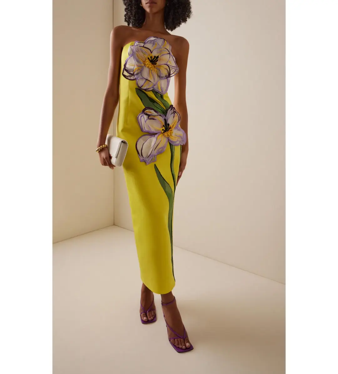 Leo Lin Rayna Iris Print in Yellow Size 6 for rent on The Volte - main image