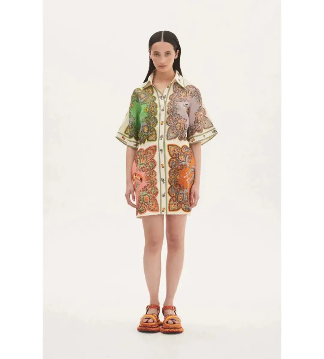 Alemais Trippy Troppo Mini Shirt Dress Multi Size 6 for rent on The Volte - main image