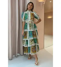 Alemais Delphine Tiered Midi Dress Multi Size 10 for rent on The Volte - image 1