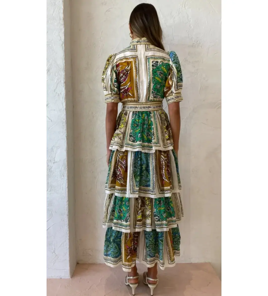 Alemais Delphine Tiered Midi Dress Multi Size 10 for rent on The Volte - main image