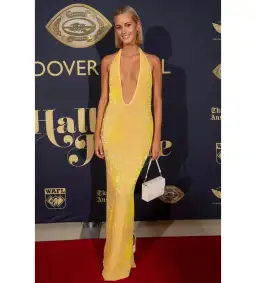 Natalie Rolt Delilah Gown Yellow Sequin Size 0/AU 6 for rent on The Volte - image 1