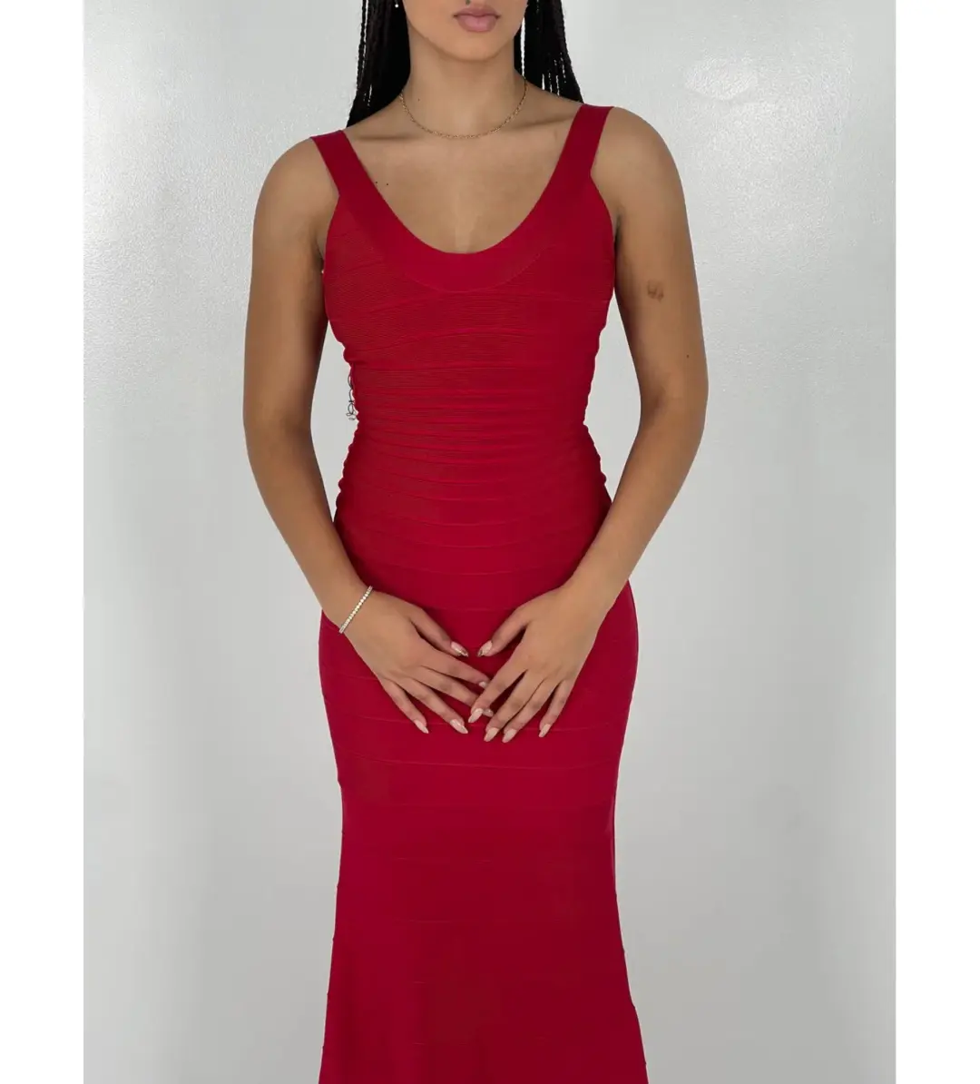 Herve Leger Ellen Bandage Gown Red Size XS/AU 6 for rent on The Volte - main image