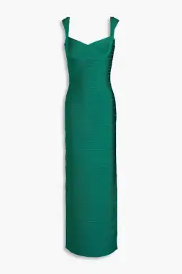 Herve Leger Jade Sweetheart Maxi Gown Green Size 12