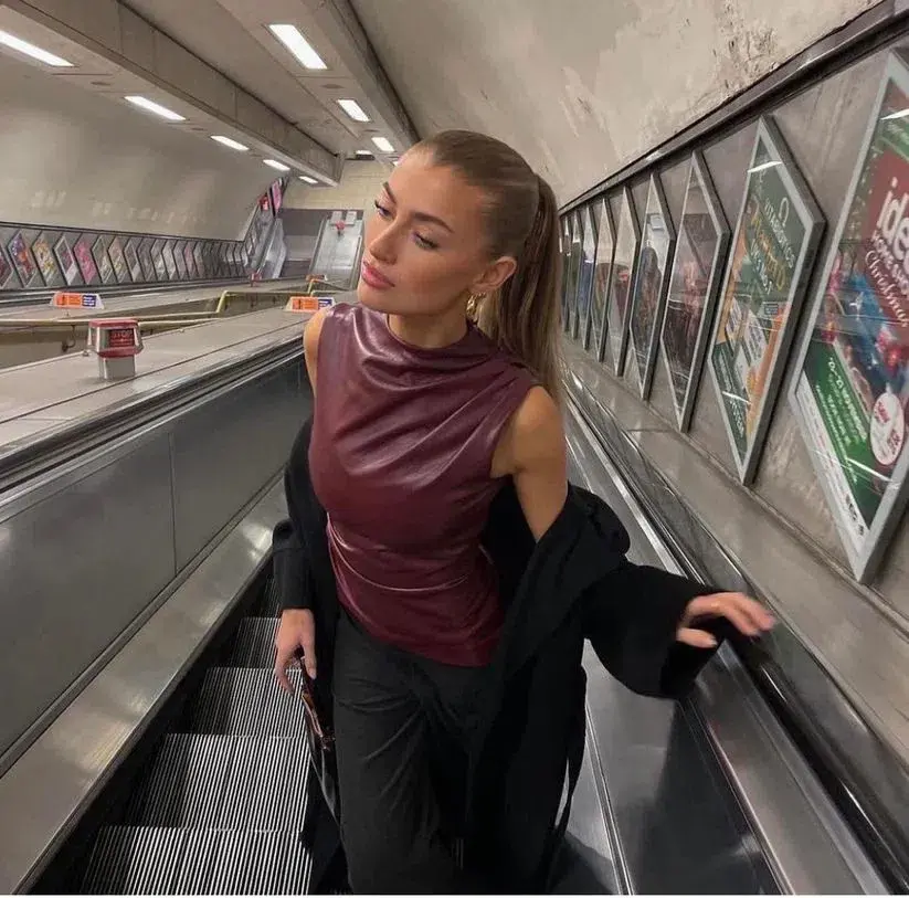 House of CB Allegra Top in Burgundy Size S/AU8 for rent on The Volte - main image