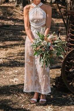 Zimmermann Corsage Lily Midi Halter Dress Cream/Nude Size 0 for rent on The Volte - image 4