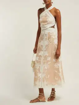 Zimmermann Corsage Lily Midi Halter Dress Cream/Nude Size 0 for rent on The Volte - image 1