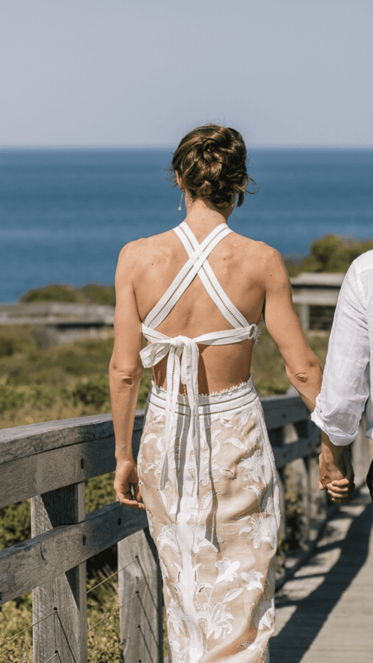 Zimmermann Corsage Lily Midi Halter Dress Cream/Nude Size 0 for rent on The Volte - main image