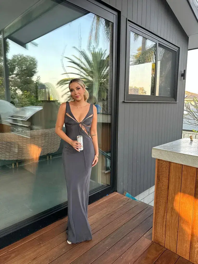 Christopher Esber Triquetra Contoured Tank Dress in Grey Size AU8 for rent on The Volte - main image