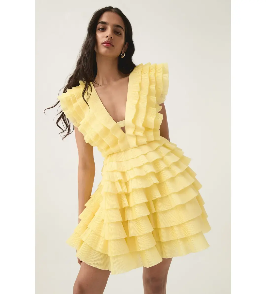 Aje Reflection Mini Dress Yellow Size 14 for rent on The Volte - main image