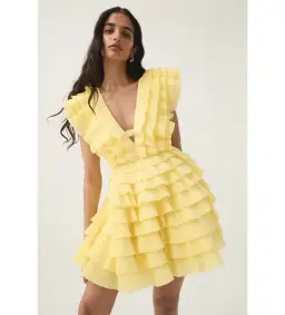Aje Reflection Mini Dress Yellow Size 14 for rent on The Volte - image 1