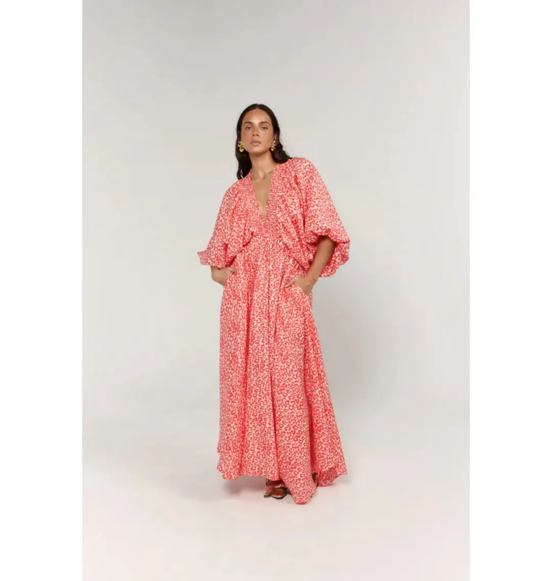 La Boheme Girls Essie V neck Maxi Dress Carol Oat Leopard Size 14-16 for rent on The Volte - main image