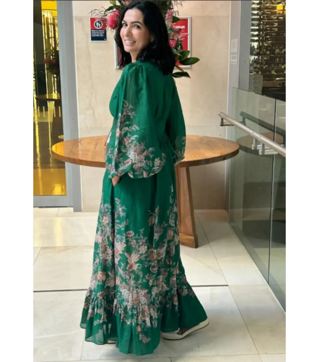 Zimmermann Rhiannon Plunge Maxi Dress Green Multi Paisley Size 4 / AU 16 for rent on The Volte - main image