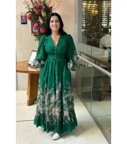 Zimmermann Rhiannon Plunge Maxi Dress Green Multi Paisley Size 4 / AU 16 for rent on The Volte - image 1