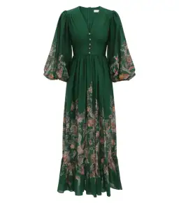 Zimmermann Rhiannon Plunge Maxi Dress Green Multi Paisley Size 4 / AU 16 for rent on The Volte - image 3