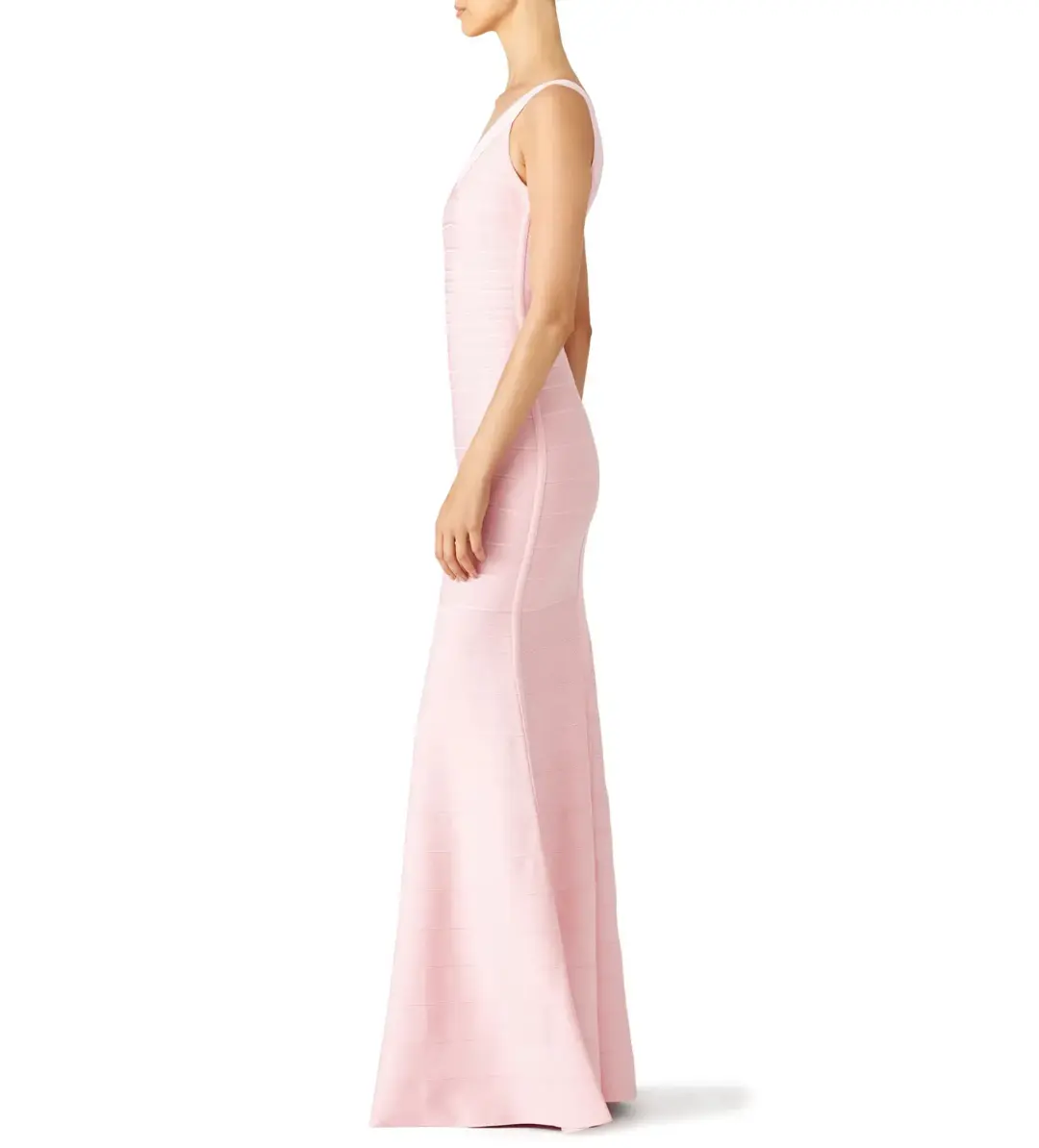 Herve Leger Ellen Bandage Gown Light Pink Size 6/S for rent on The Volte - main image