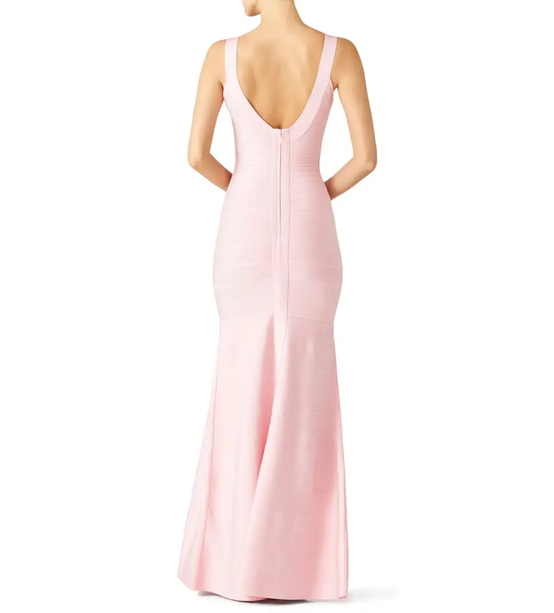 Herve Leger Ellen Bandage Gown Light Pink Size 6/S for rent on The Volte - main image