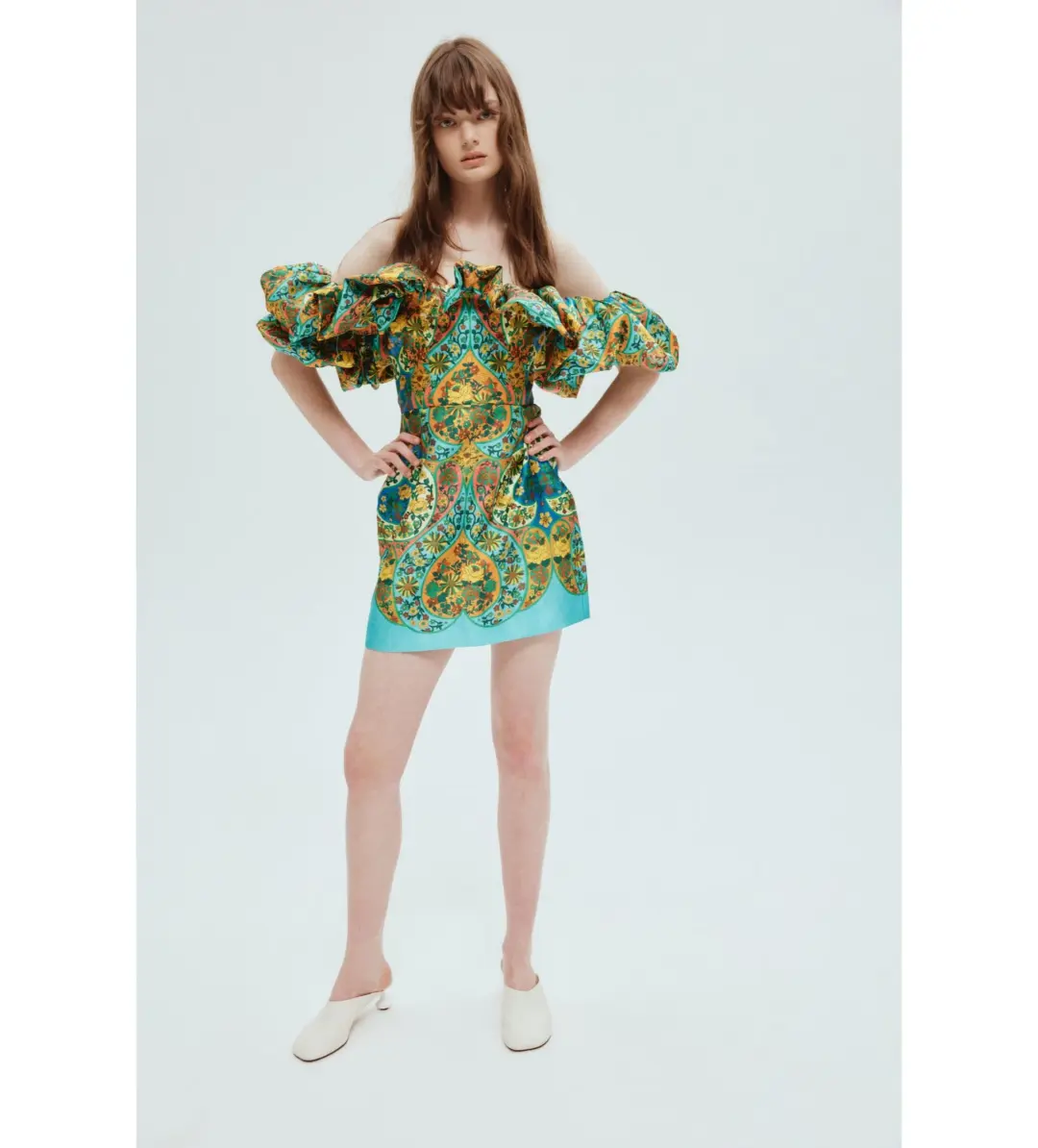 Alemais Sofie Off the Shoulder Mini Dress Print Size 10 for rent on The Volte - main image