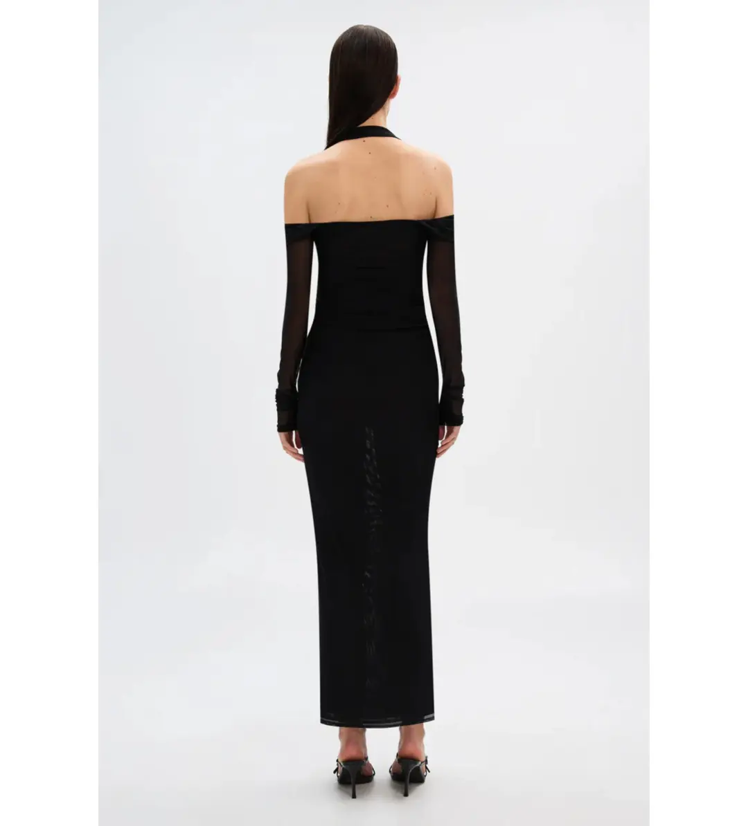 MISHA Sonnet Mesh Maxi Dress Black Size 14/XL for rent on The Volte - main image