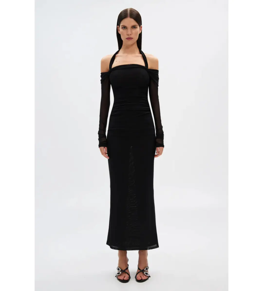 MISHA Sonnet Mesh Maxi Dress Black Size 14/XL for rent on The Volte - main image