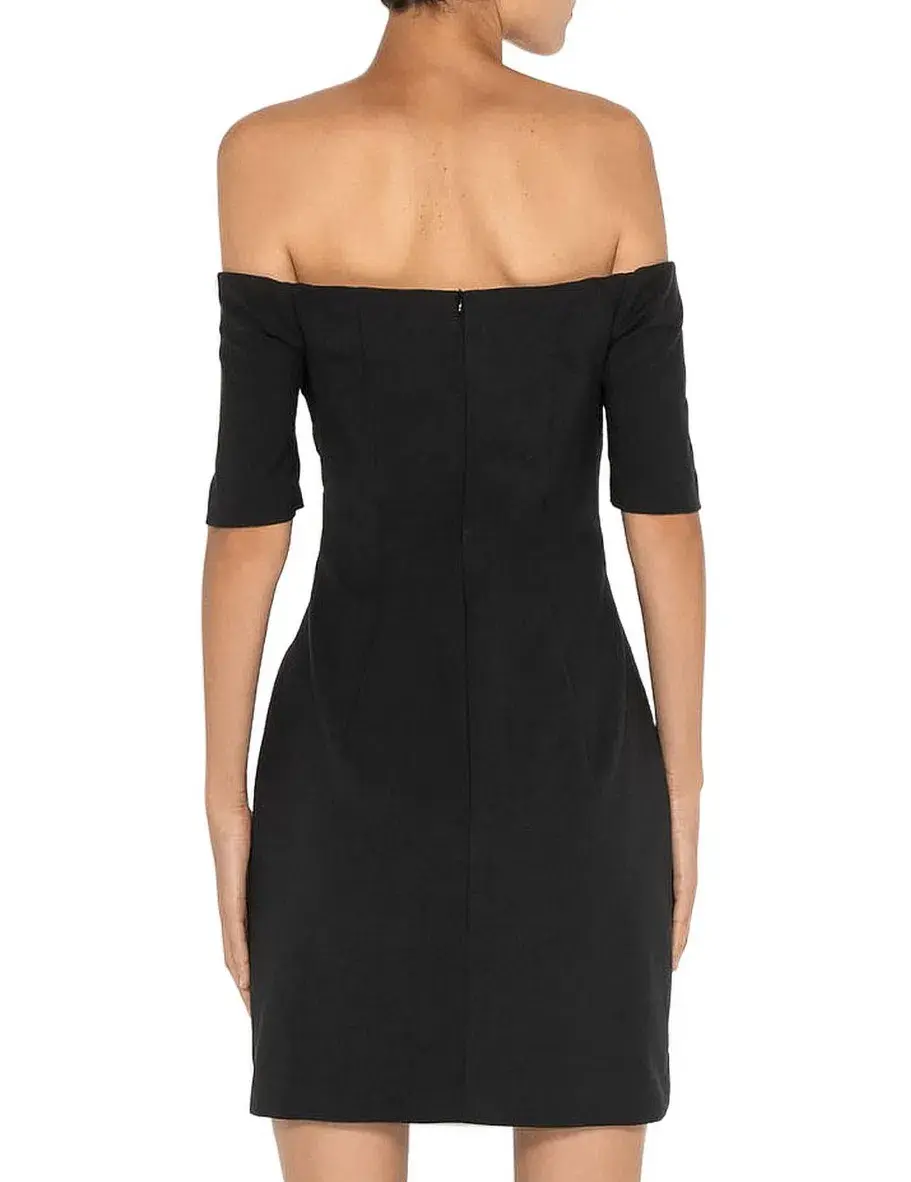 Cue Sculpted Off Shoulder Mini Dress Black Size AU 12 for rent on The Volte - main image
