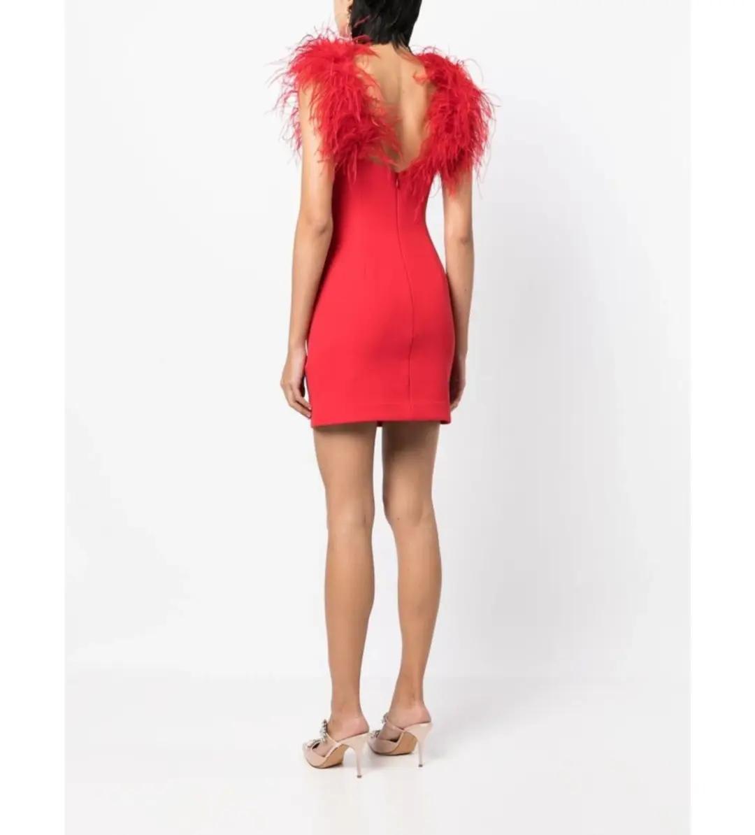 Rebecca Vallance Scarlett Feather Mini Dress Red Size 6 for rent on The Volte - main image