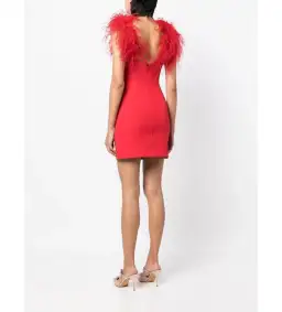 Rebecca Vallance Scarlett Feather Mini Dress Red Size 6 for rent on The Volte - image 2