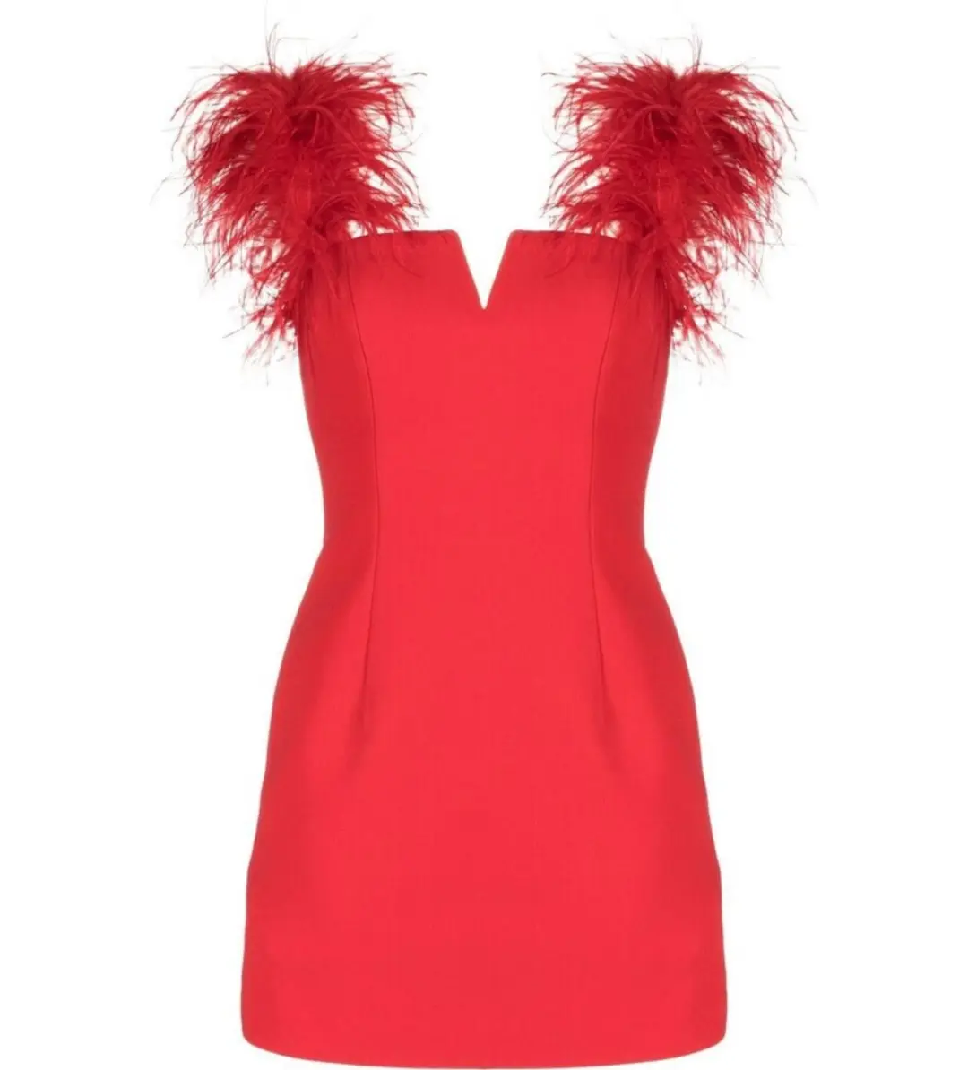 Rebecca Vallance Scarlett Feather Mini Dress Red Size 6 for rent on The Volte - main image