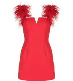 Rebecca Vallance Scarlett Feather Mini Dress Red Size 6 for rent on The Volte - image 3