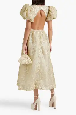 Aje Patina Lace Midi Dress Gold Size AU 16 for rent on The Volte - image 2