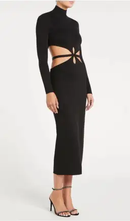 Rebecca Vallance Brianna Cutout Midi Dress Black Size S / Size AU 8 for rent on The Volte - image 1