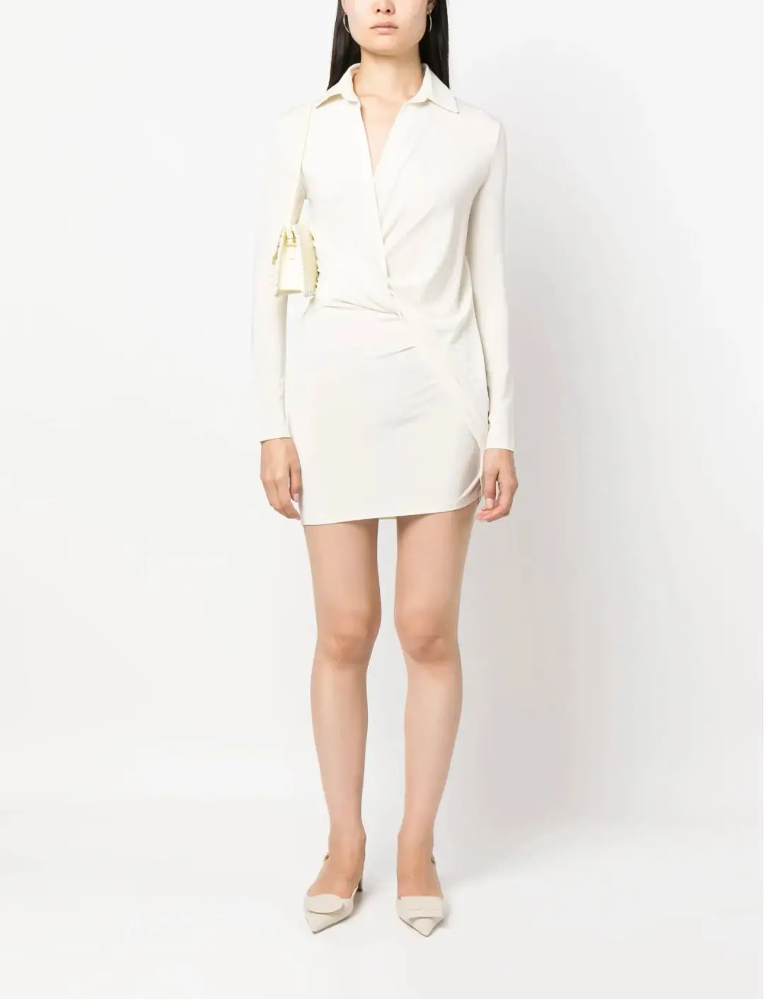 Jacquemeus La Robe Bahia Jersey Mini Dress Cream Size 8 for rent on The Volte - main image