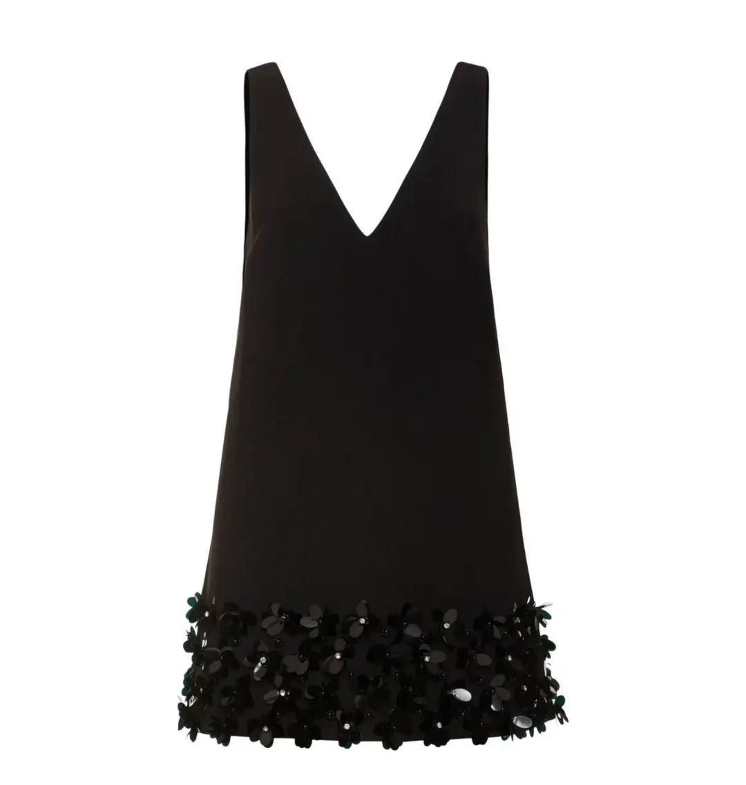 Self Potrait Black Crepe 3d Sequin Mini Dress Black Size AU 8 for rent on The Volte - main image