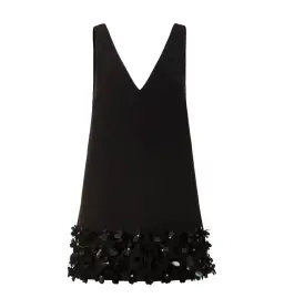 Self Potrait Black Crepe 3d Sequin Mini Dress Black Size AU 8 for rent on The Volte - image 5