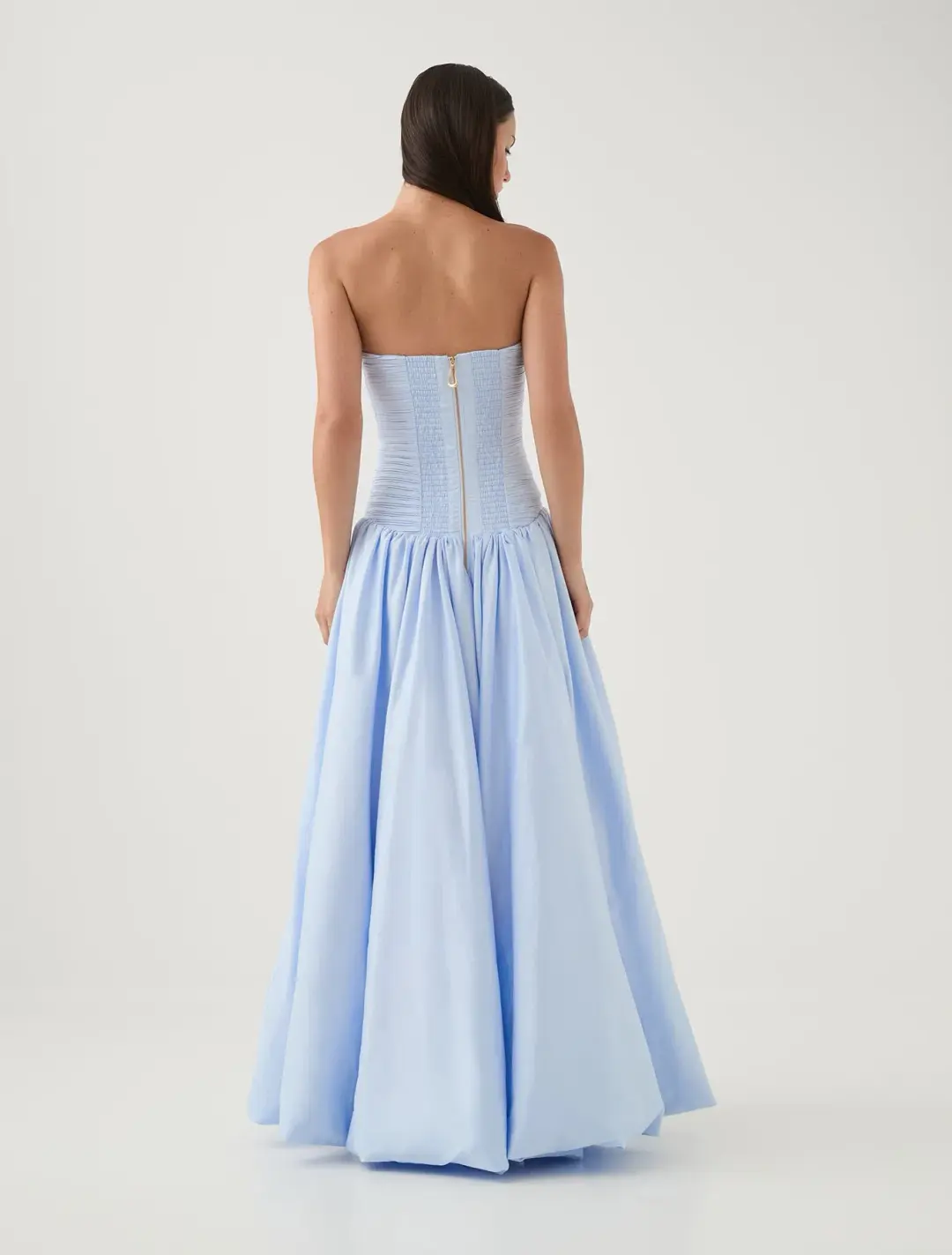 Aje Violette Bubble Hem Maxi Dress Pearl Blue Size 8 for rent on The Volte - main image
